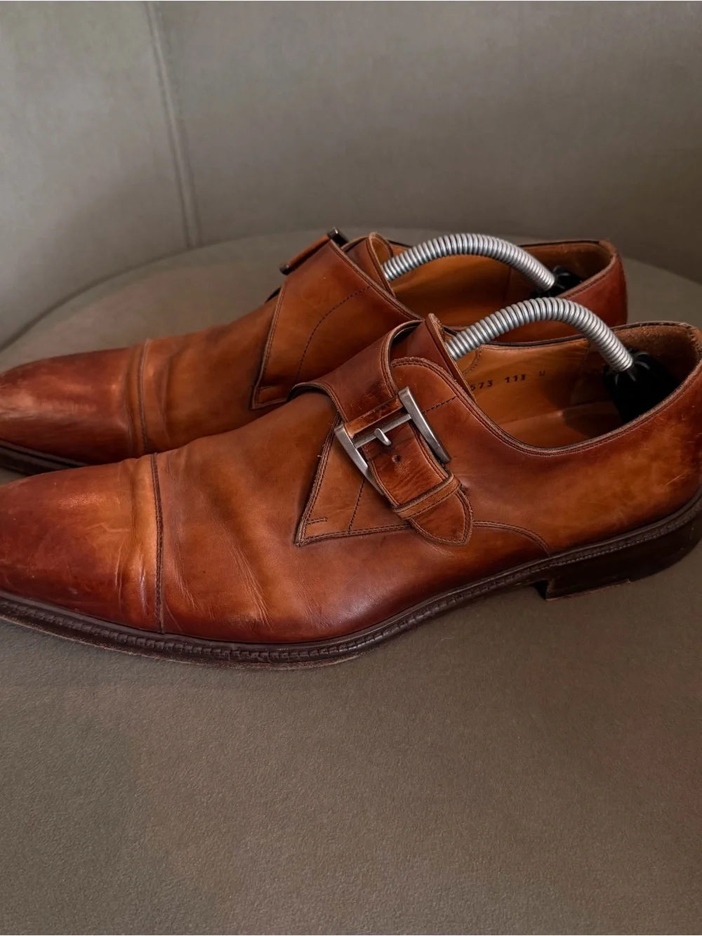 Magnanni Mens Size US11.5 EU44.5 Manning Cuero Marco II Monk Strap Leather Shoe